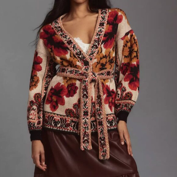 Farm Rio Winter Tapestry Knit Cardigan Size Large - Picture 2 of 8